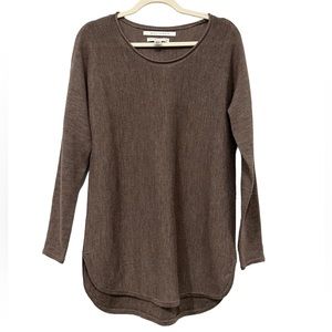 Max Studio Brown Long Sleeve Waffle Knit Sweater
